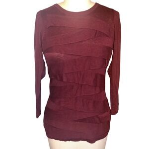Vince Camuto Burgundy Bandage Knit Long Sleeve Sweater Top Women's Medium